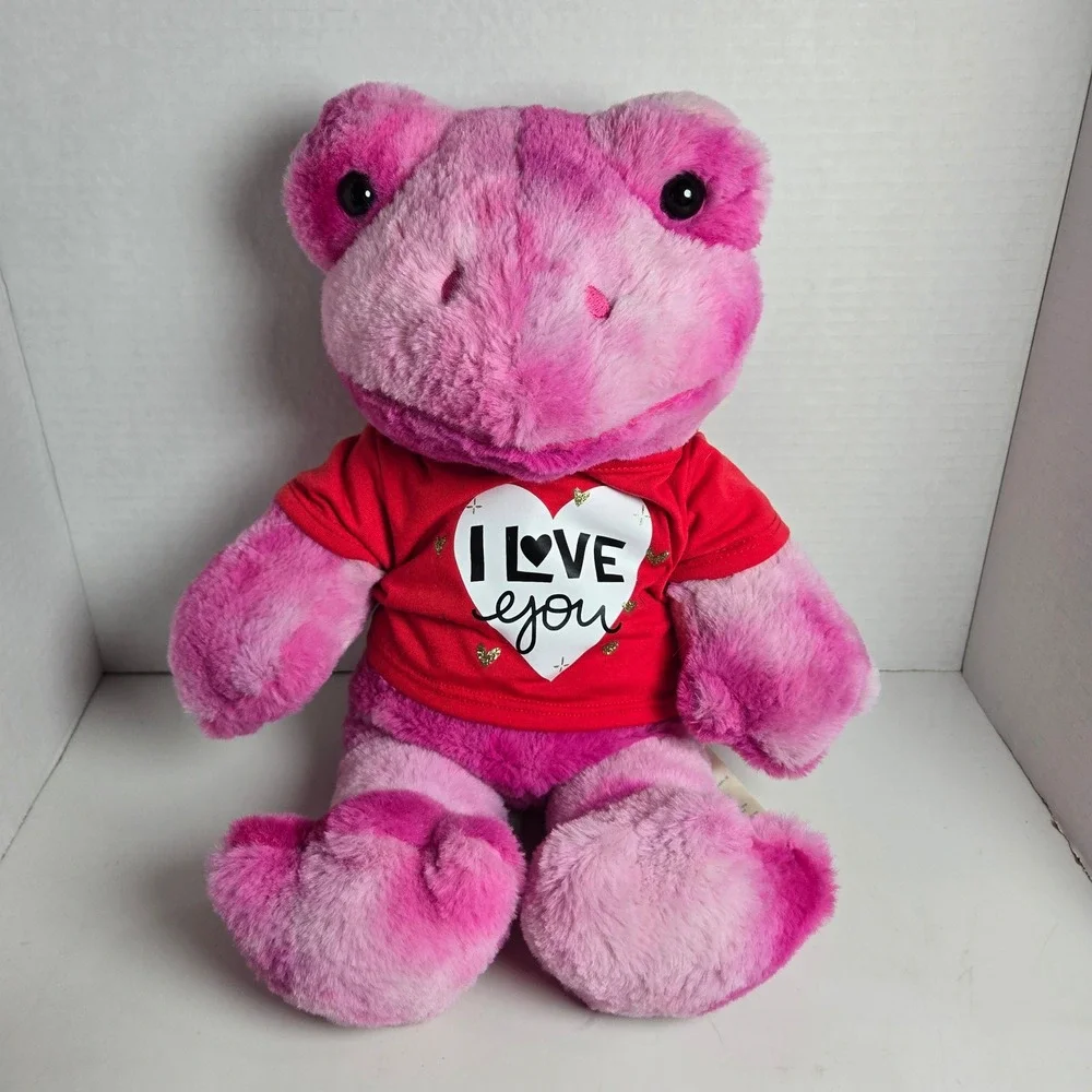 Build A Bear Pink Toadally Tie Dye Frog Plush 2022 Stuffed Animal With Shirt